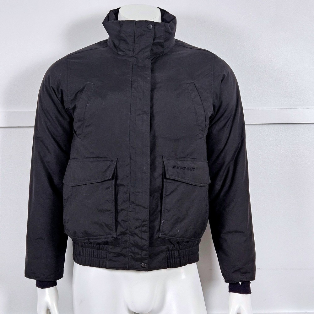 Everest Black Bomber Jacket Youth 164 XL Insulated Winter Coat Utility Pockets